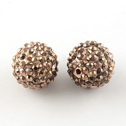 Perles de strass en résine , avec des perles rondes acryliques à l'intérieur, pour les bijoux de bubblegum, chameau, 20x18mm, Trou: 2~2.5mm