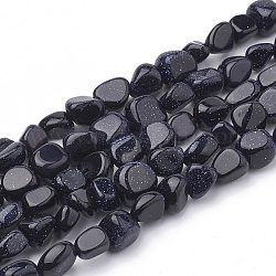 Синтетический синий авантюрин бисер нитей, упавший камень, самородки, 3~14x2~9x2.5~8 мм, отверстие : 1 мм, около 50~55 шт / нитка, 15.94 дюйм
