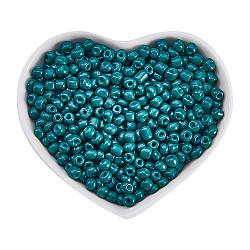 Ornaland 6/0 perles de rocaille en verre de peinture de cuisson, sarcelle, 4~5x3~4mm, Trou: 1~2mm, environ 1600 pcs / sachet 