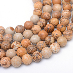 Rondes image naturelle brins jaspe de perles, 4~5mm, Trou: 1mm, Environ 87~90 pcs/chapelet, 14.9~15.2 pouce