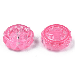 Perle di vetro verniciate a spruzzo trasparente, fiore con impronta di zampa, rosa caldo, 15x15x5.5mm, Foro: 1.2 mm