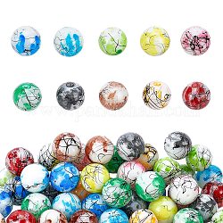 Ziehbank & Backen bemalte Glasperlen, Runde, Mischfarbe, 16 mm, Bohrung: 1.5 mm, 10 Farben, über 5~6pcs / Farbe, 50~60 Stück / Karton