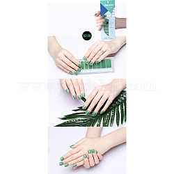 Glitter Solid Color Nail Polish Strips Stickers, with Nail File and Alcohol Pad, for Women Girls DIY Nail Art, Dark Green, 14.5x7.5cm