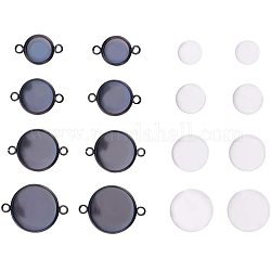 DIY Pendant Making Sets, with Vacuum Plating Stainless Steel Cabochon Connector Settings and Transparent Glass Cabochons, Gunmetal, 68x52x11mm, 48pcs/box