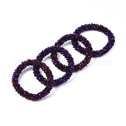 Braccialetti elasticizzati con perle di vetro placcato sfaccettato, braccialetti di torsione, rondelle, indaco, diametro interno: 2 pollice (5 cm)
