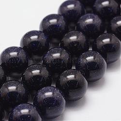 Synthetische blauen goldstone Perlen Stränge, gefärbt und erhitzt, Runde, 10 mm, Bohrung: 1.2 mm, 38 Stk. / Strang, 15.7 Zoll