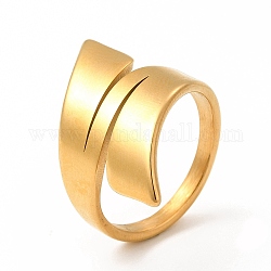 Chapado en iones (ip) 304 anillos de dedo de acero inoxidable para hombres y mujeres, anillos de hoja ancha, real 18k chapado en oro, nosotros tamaño 7 (17.3 mm), 3~26mm