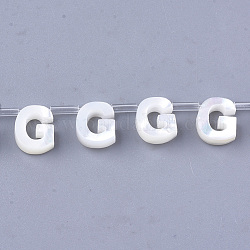 Muschel Perlen, oben gebohrte Perlen, Buchstabe, letter.g, 10x8x3 mm, Bohrung: 0.8 mm