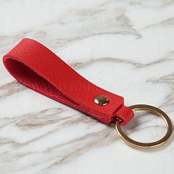 Llavero de cuero pu con clip de cinturón de hierro para llaves, rojo, 10.5x3 cm