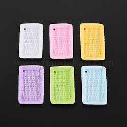 Resin Pendants, Rectangle, Mixed Color, 34x20.5x4.5mm, Hole: 1.5mm, inner diameter: 15x28mm