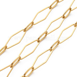 304 Edelstahl-Kreuzketten, gelötet, mit Spule, echtes 16k vergoldet, 19.7x7x1 mm, ca. 32.81 Fuß (10m)/Rolle