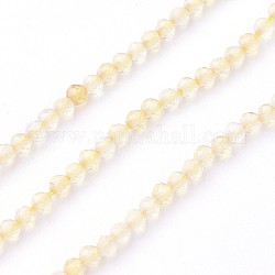 Chapelets de perles de citrine naturelle, facette, ronde, 2~2.5mm, Trou: 0.5mm, Environ 180~200 pcs/chapelet, 14.5~16.1 pouce (37~41 cm)