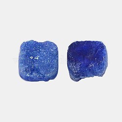 Cabochons en cristal druzy naturel électrolytique, carrée, teinte, bleuet, 10x10x4~8mm
