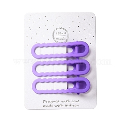 Pinzas para el cabello de cocodrilo de hierro pintadas con spray para niñas, púrpura medio, 16x59x12mm, 3 unidades / tarjeta