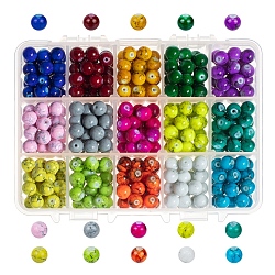 Pandahall Elite 15 Farben Drawbench Glasperlen, Runde, Mischfarbe, 8 mm, Bohrung: 1.3~1.6 mm, 15colors, 30 Stk. je Farbe, 450 Stück / Karton