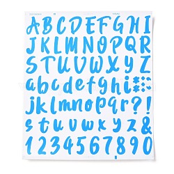 Número, alfabeto y signo pvc adhesivo autoadhesivo impermeable, para la decoración de tarjetas de regalo, luz azul cielo, 21.5x18.5x0.02 cm, Etiquetas: 5~26x5~20 mm, 72pcs / hoja