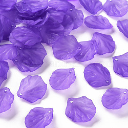 透明つや消しアクリルパーツ  花弁  青紫色  19.5x16.5x4mm  穴：1.5mm