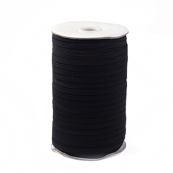 1/2-дюймовый плоский плетеный эластичный веревочный шнур, эластичный эластичный трикотаж с катушкой, чёрные, 12 мм, около 100 ярдов / рулон (300 фута / рулон)