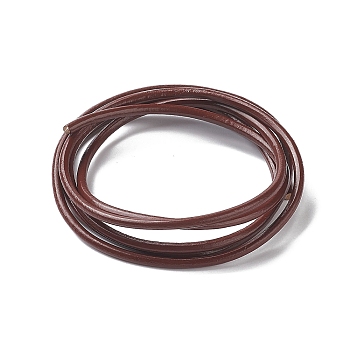 革のビーズコード  牛革  DIYのネックレス作り材料  チョコレート  3mm  約1.09ヤード（1m）/連