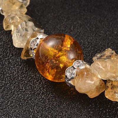 Natural Citrine Stone Chip Bracelet Gold Yellow Crystal Quartz