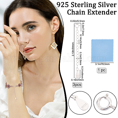 3Pcs 925 Sterling Silver Necklace Extender Chain Extenders for Women  Necklaces Bracelet Extender 