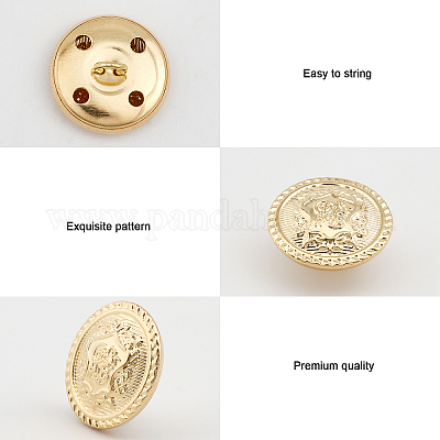 Wholesale CHGCRAFT 48pcs 6 Styles Metal Shank Buttons 1-Hole Flat