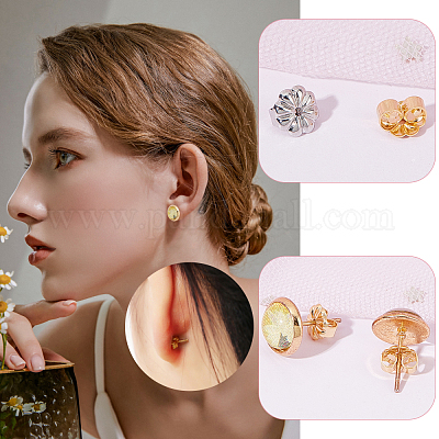 Shop SUPERFINDINGS 200Pcs 2 Colors Brass Earring Backs Flower