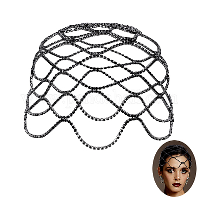 1 шт. сетчатый головной убор со стразами AJEW-HY0002-55B-1