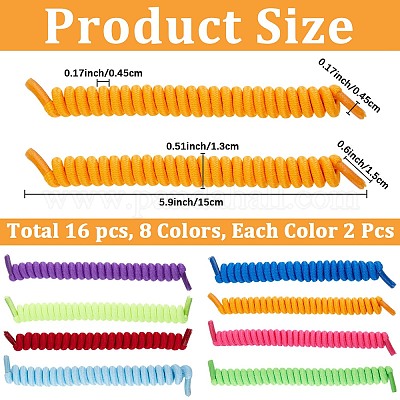 8 Paar 8 Farben gelockte Polyester-Schnürsenkel ohne Binden&nbsp;AJEW-CP0010-32C-1