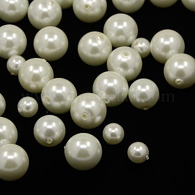 14mm White Pearl Round Beads