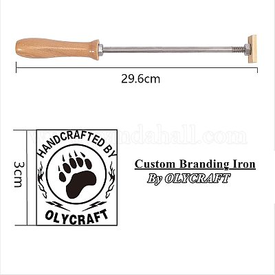 OLYCRAFT Wood Branding Iron 1.2” Leather Branding Iron Stamp Custom Logo BBQ Heat Stamp with Brass Head and Wood Handle for Woodworking and Handcrafted Design Maple Leaf 