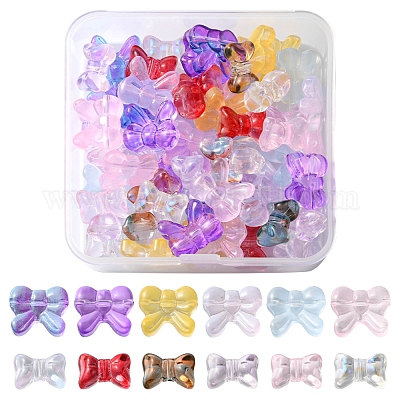 Wholesale 60Pcs 12 Style Transparent Spray Painted Glass Beads 