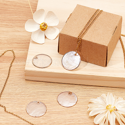 Perline Piatte Grande Ciondolo Di Conchiglia Di Colore Beige