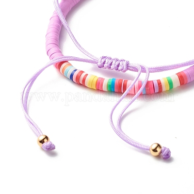 Light Purple Polymer Stretch Bracelet with Gold Flats