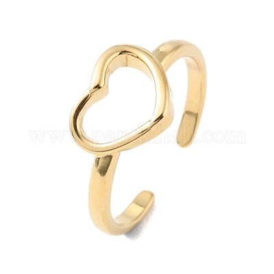 Кольца-манжеты из нержавеющей стали 304 в форме сердца на день святого Валентина X-RJEW-D002-26G-1