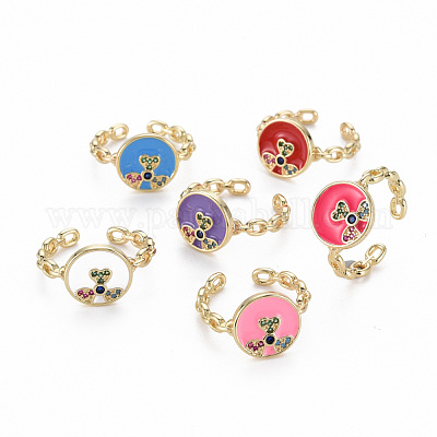 Латунные микро проложить манжеты кольца кубического циркония RJEW-Q164-009-NF-1