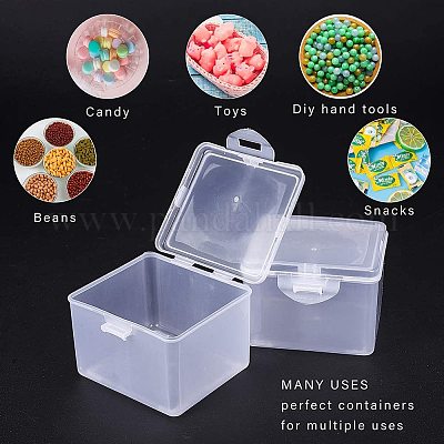 48 Pieces Small Bead Organizer Storage Plastic Clear Bead Case Organizer  Containers Storage Clear Plastic Transparent Boxes with 3 Hinged Lid and