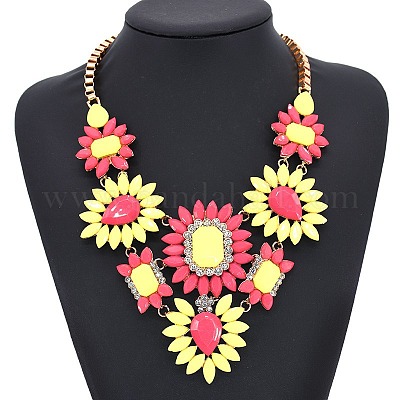 Ожерелья из сплава и стекла с цветком для женщин FS-WG917A1-05-1