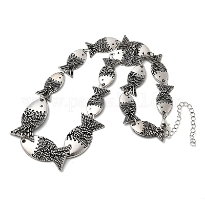 Ожерелья из цепочек-рыбьих звеньев в тибетском стиле для женщин&nbsp;LS-NJEW-C102-01AS-1