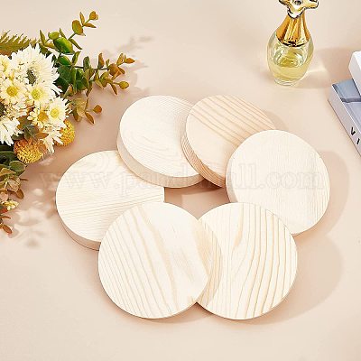 4 Pieces Round Wooden Plaque Wood Plaques for Crafts Unfinished