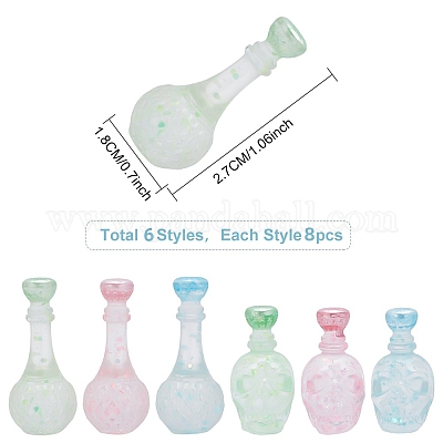 48 шт. 6 стиля фиктивная бутылка прозрачный смоляной кабошон RESI-OC0001-49-1