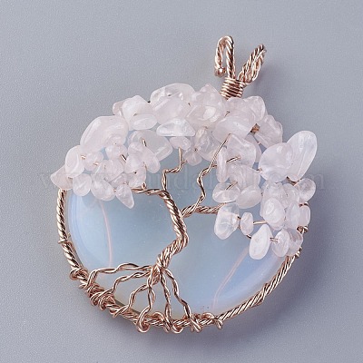 Wholesale Opalite & Natural Rose Quartz Big Pendants - Pandahall.com