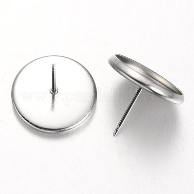 Плоские круглые серьги-гвоздики из нержавеющей стали 304 STAS-M227-14mm-1