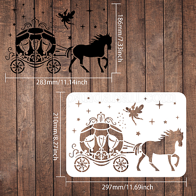 Horse Drawing Painting Stencils Templates Plastic Stencils Decoration  Rectangle Reusable Stencils for Painting on Wood Floor Wall and Fabric 