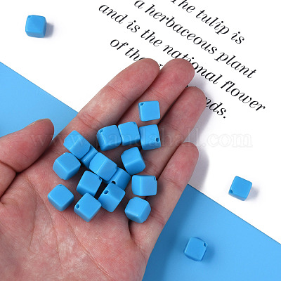 20 13mm Opaque Sky Blue Plastic Dice Beads