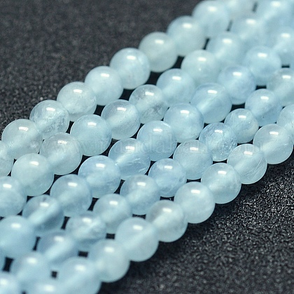 Natürliche Aquamarin Perlen Stränge G-P342-10-4mm-A+-1