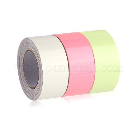 Benecreat 3 ロール 3 色 3 メートルのプラスチック接着剤蓄光テープ  防水蓄光警告テープ  階段用  壁と階段  フラット  ミックスカラー  20x0.1mm  約3m /ロール  1ロール/色 DIY-BC0012-37-1