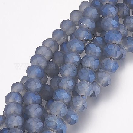 Fili di perle di vetro rondelle sfaccettate placcate arcobaleno EGLA-J054-8x5mm-FR04-1