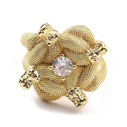 Clear Cubic Zirconia Snake Wrapped Cuff Ring for Women RJEW-C018-02G-1