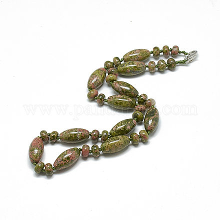 Природное Unakite ожерелье из бисера NJEW-S388-01-1